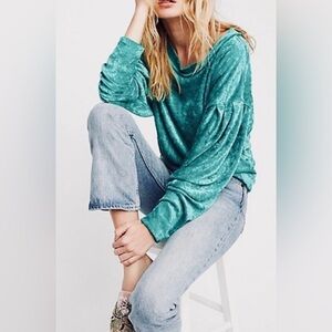 NWOT We The Free Teal Velvet Top